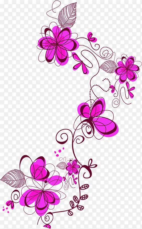 紫色唯美手绘花朵花纹设计