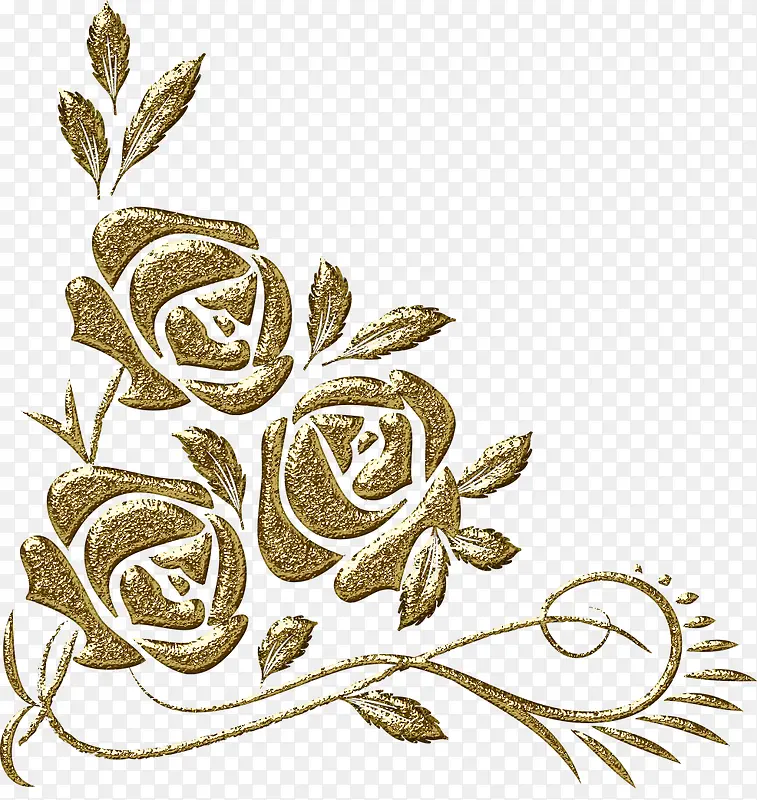 黄金玫瑰花朵欧式花纹