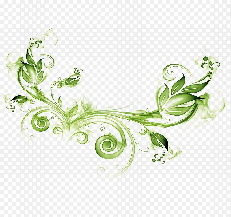 绿色优雅花朵花纹设计