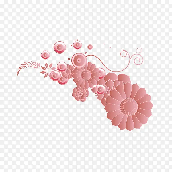 粉红花朵艺术花纹漂浮