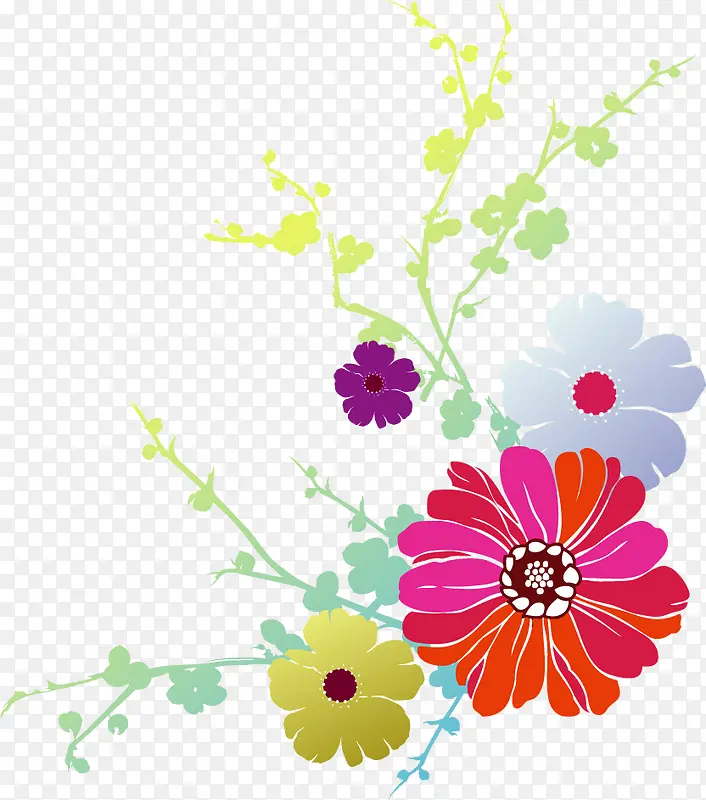 彩色春天创意花朵花纹