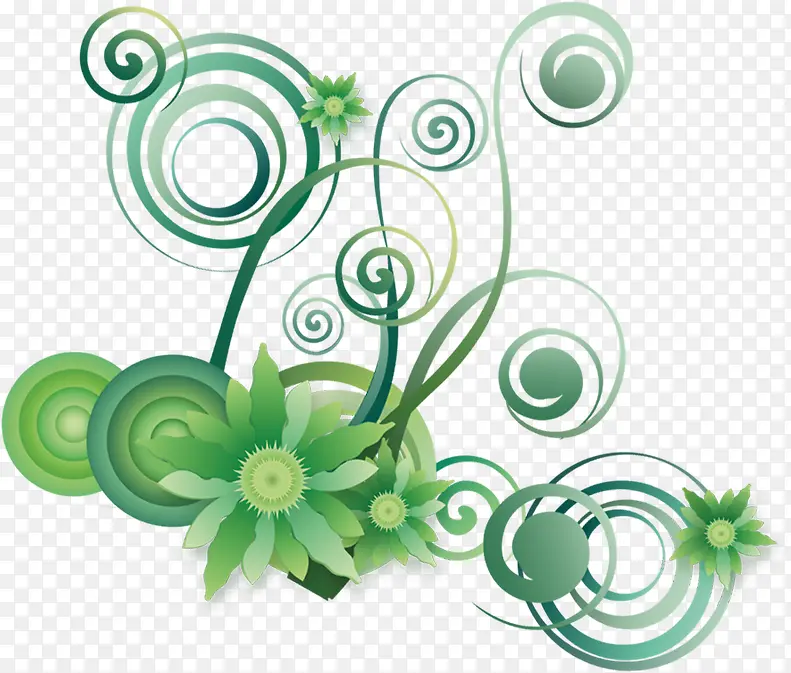 绿色环保花纹花朵线条