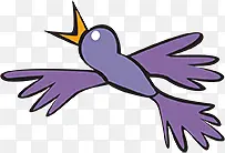 手绘紫色卡通小鸟
