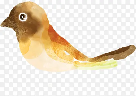 手绘棕色水彩可爱小鸟