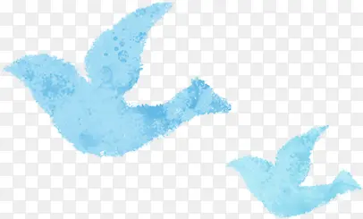 手绘蓝色小鸟和平鸽
