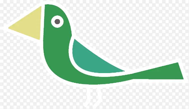 绿色手绘卡通小鸟
