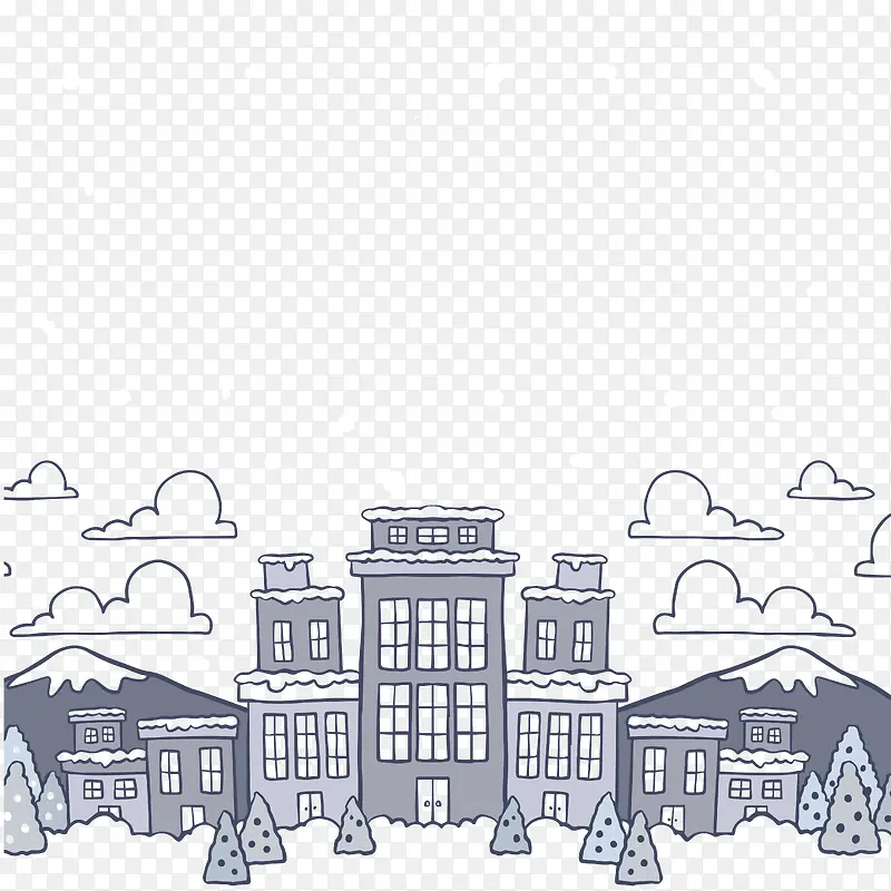 矢量雪景建筑