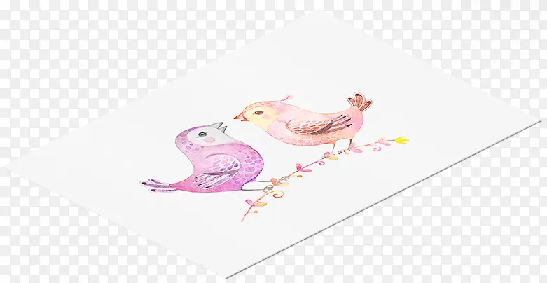手绘粉色小鸟海报