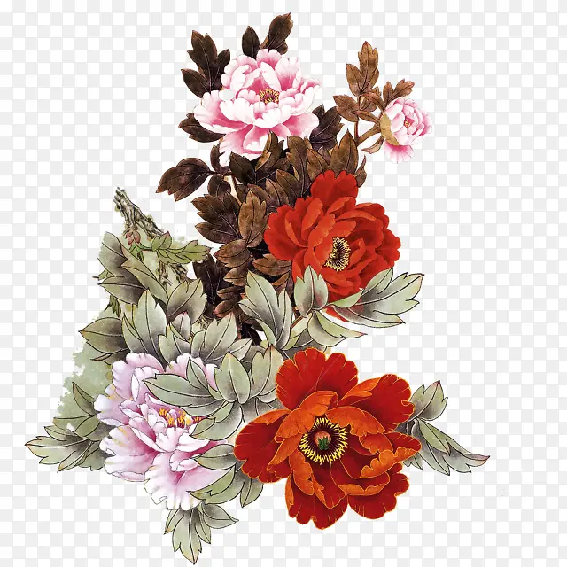 红色花朵素材牡丹花