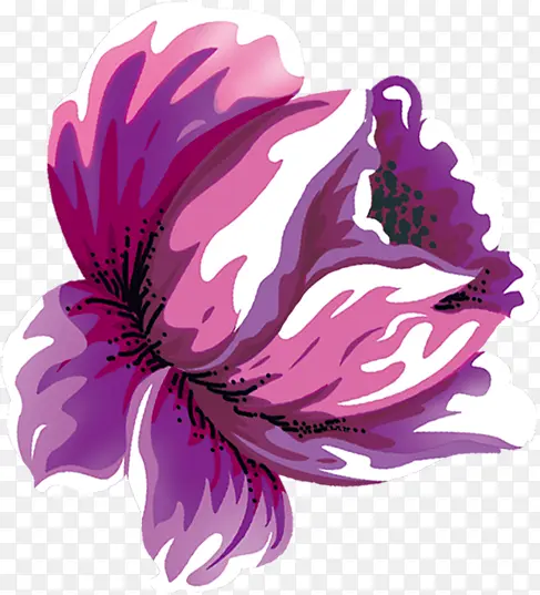 手绘紫色水彩牡丹花