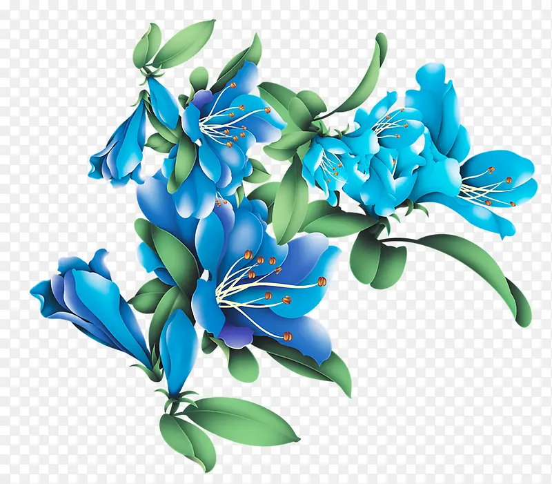 卡通蓝色花朵装饰