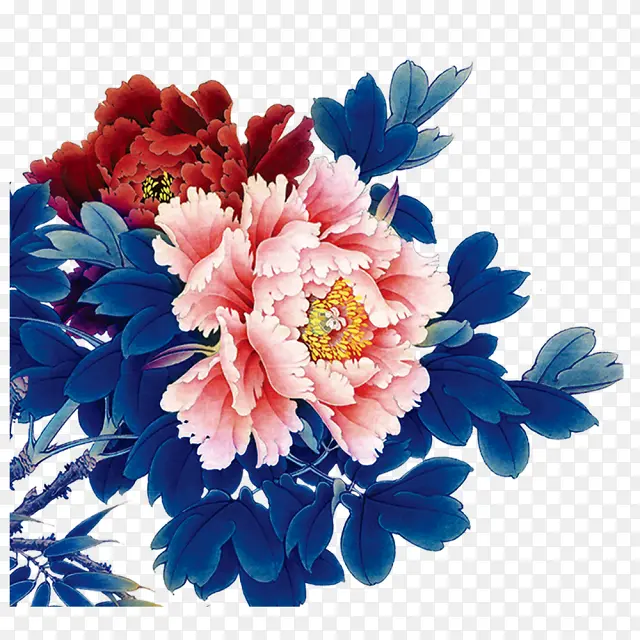 彩绘牡丹花