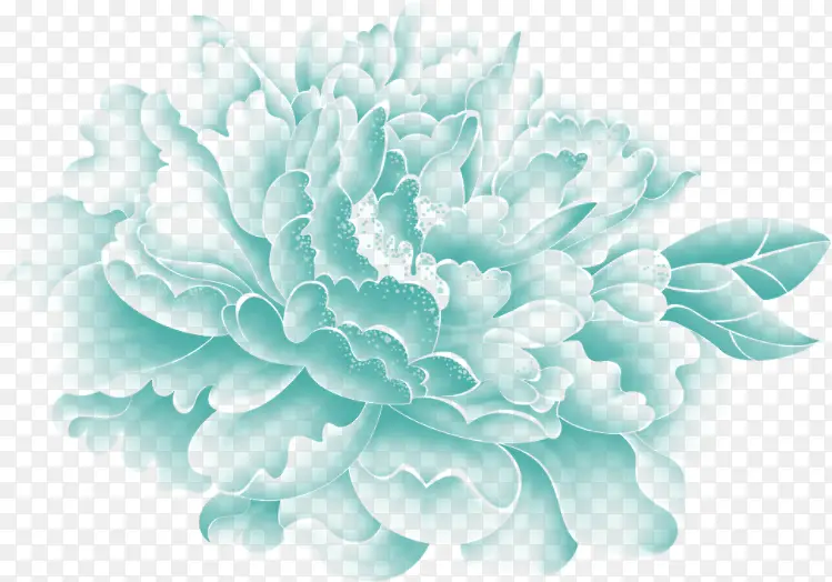 蓝色盛开牡丹花中秋素材