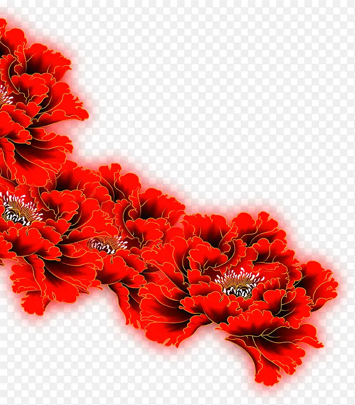 红色花朵装饰牡丹