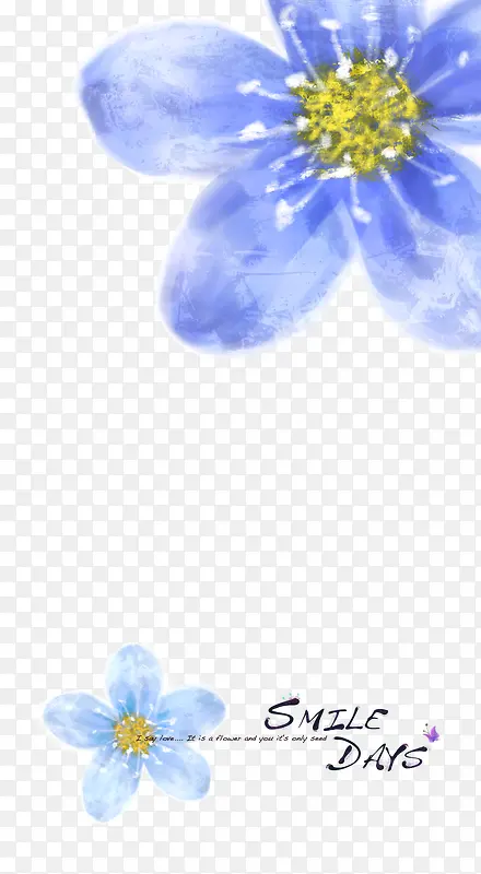 蓝色手绘花朵