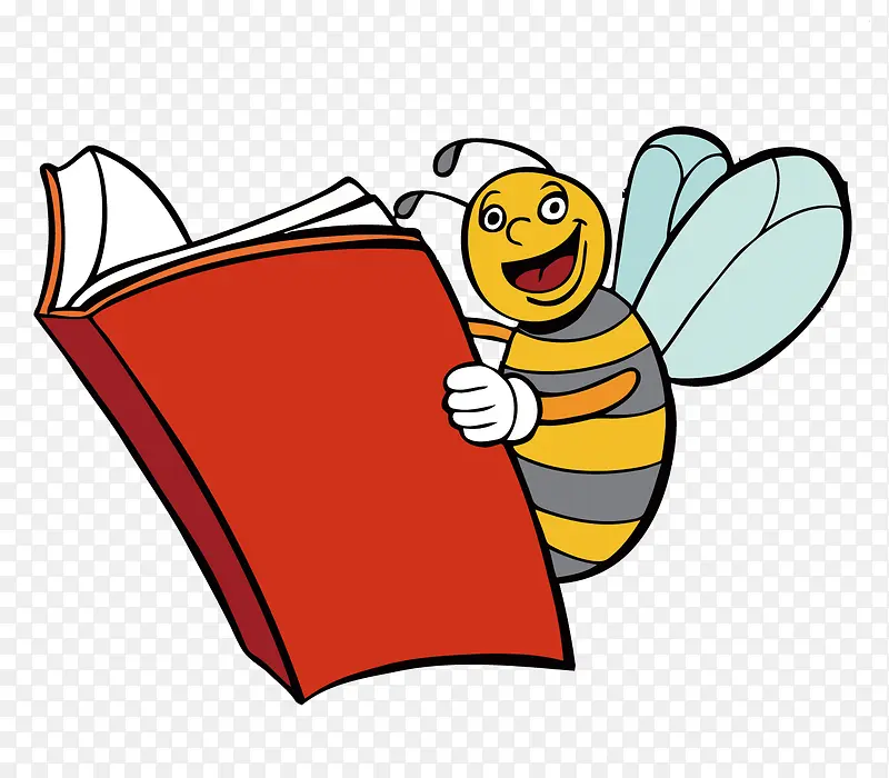 矢量卡通看书的蜜蜂