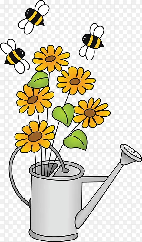 卡通花朵蜜蜂素材