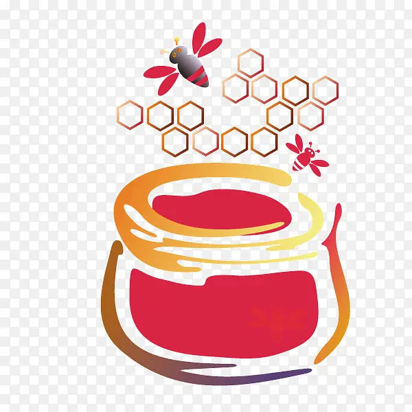 可爱卡通手绘 蜜蜂 蜜蜂罐