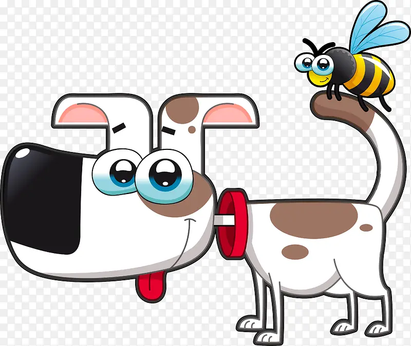 卡通可爱狗狗蜜蜂矢量图