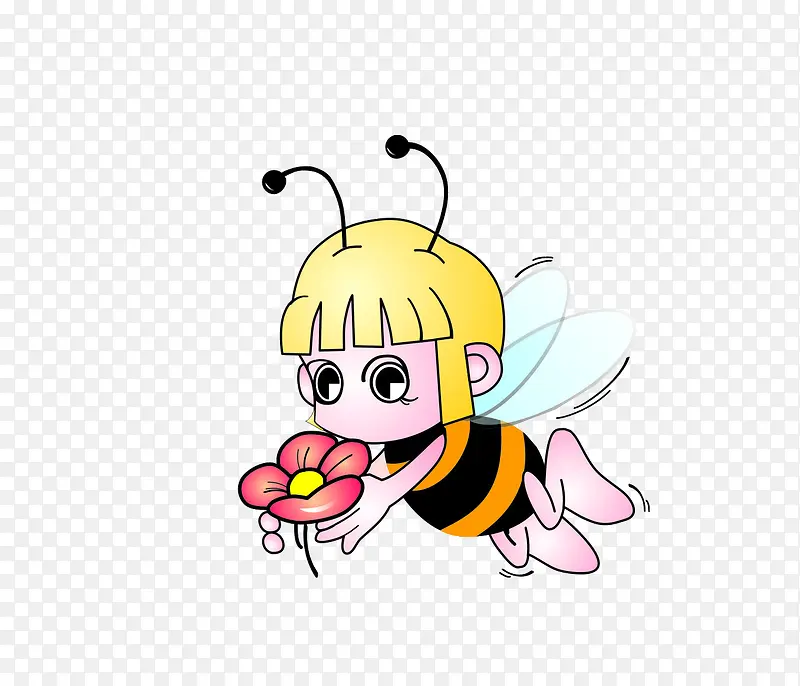 蜜蜂捧着花朵