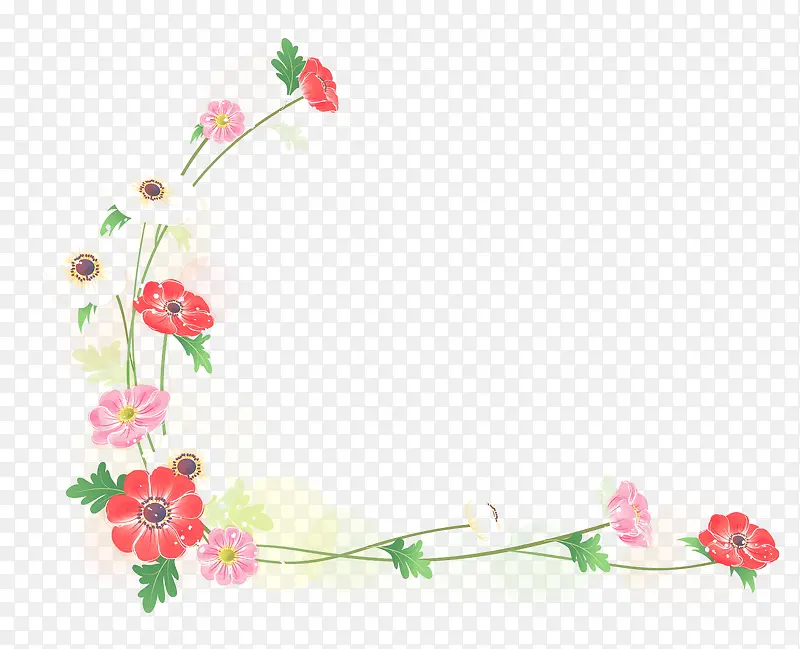 手绘彩色花朵花藤装饰图案
