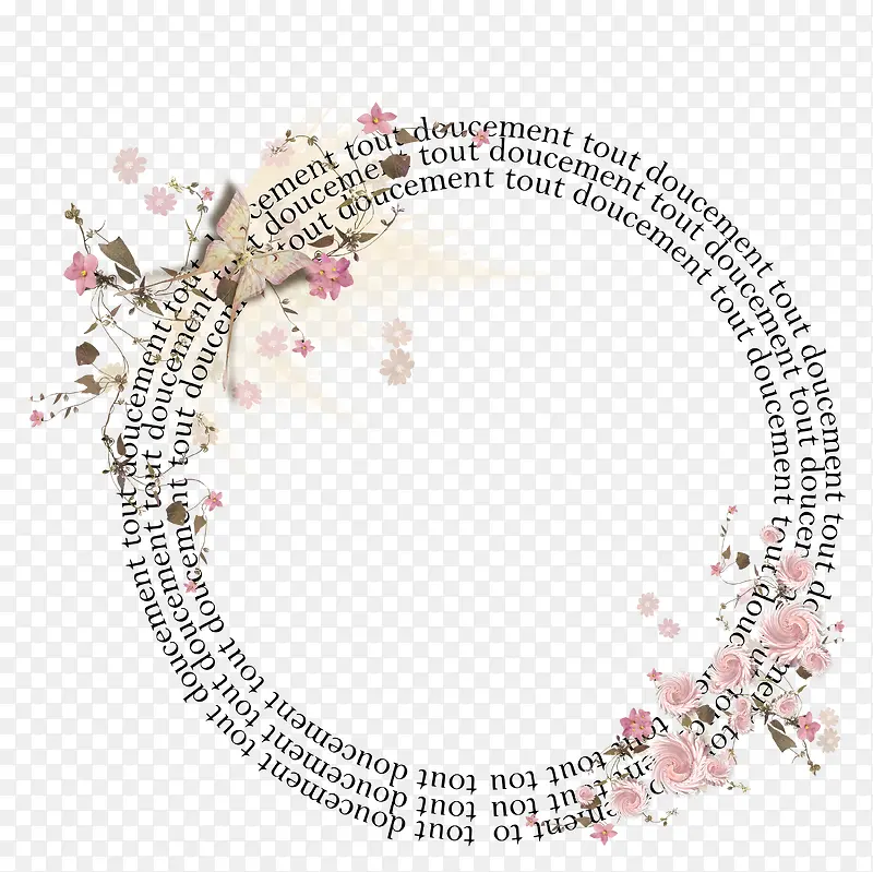 花朵装饰英文圆环