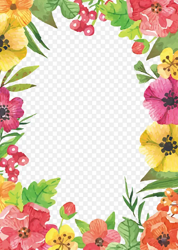 水彩花卉边框