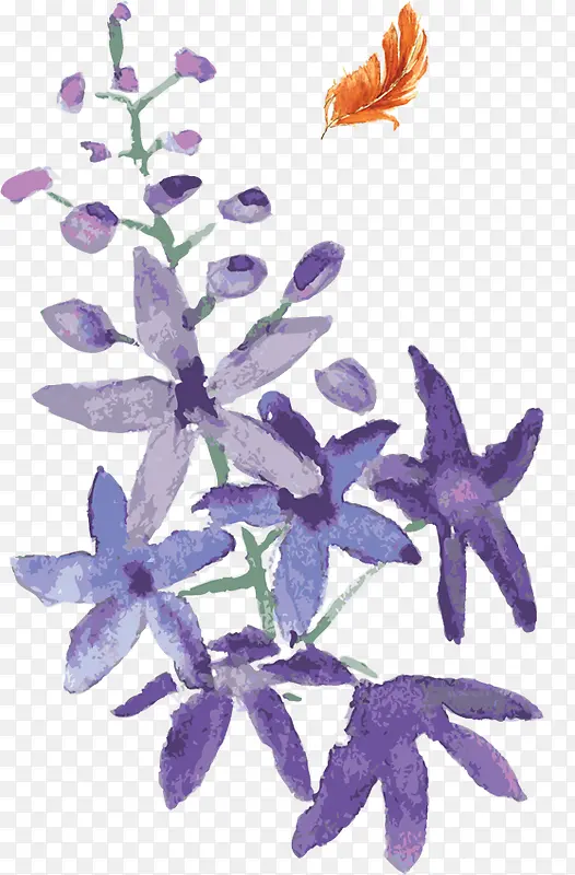 紫色手绘装饰花