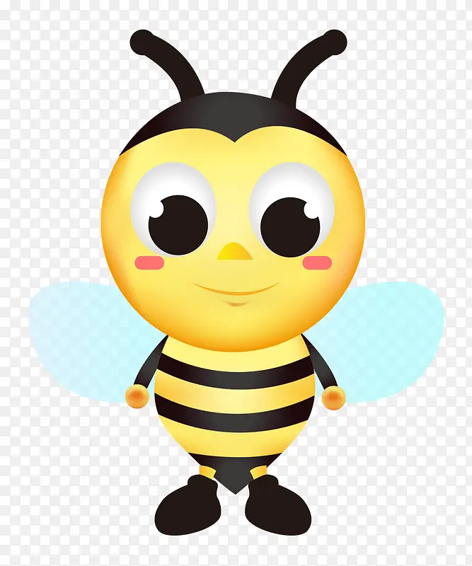 卡通蜜蜂黄色渐变矢量