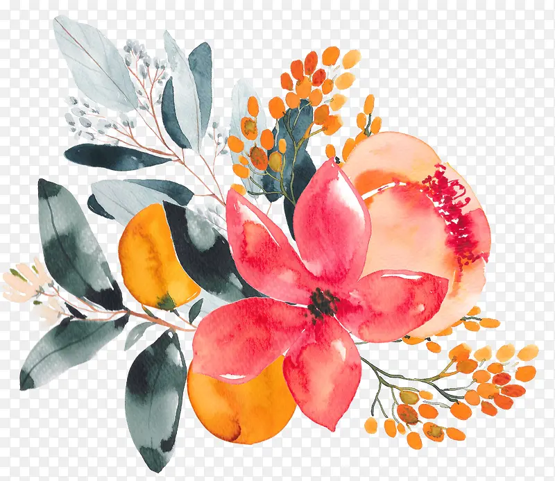 彩色手绘花朵装饰