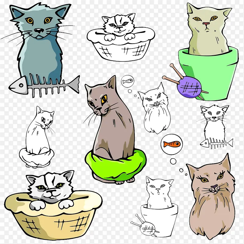卡通手绘猫