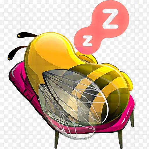 手绘黄色蜜蜂睡觉
