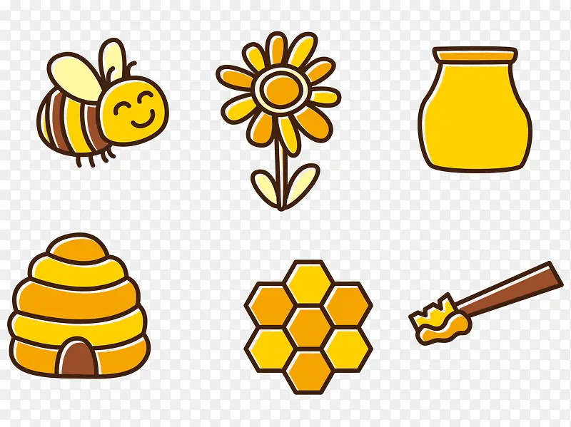 可爱卡通蜜蜂采蜜