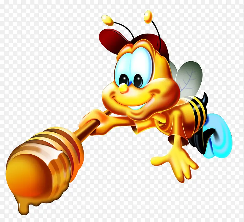 创意扁平合成拿着蜂蜜的小蜜蜂