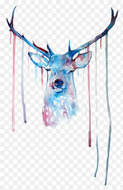 彩色手绘麋鹿