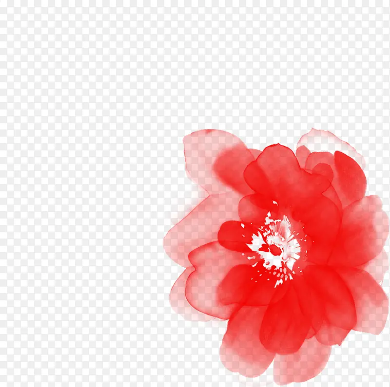 红色水彩花朵节日