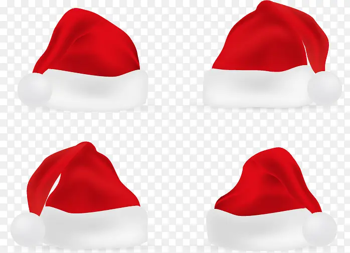 四顶红色圣诞节帽子