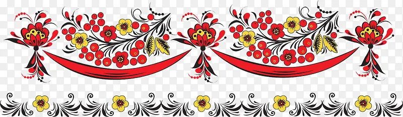手绘红色节日花朵中式