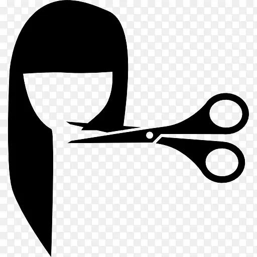 女性的头发用剪刀剪图标