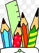 彩色卡通手绘铅笔尺子