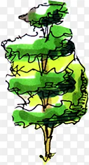 手绘创意绿色多层