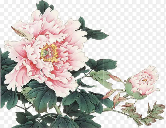 粉色多层手绘花朵
