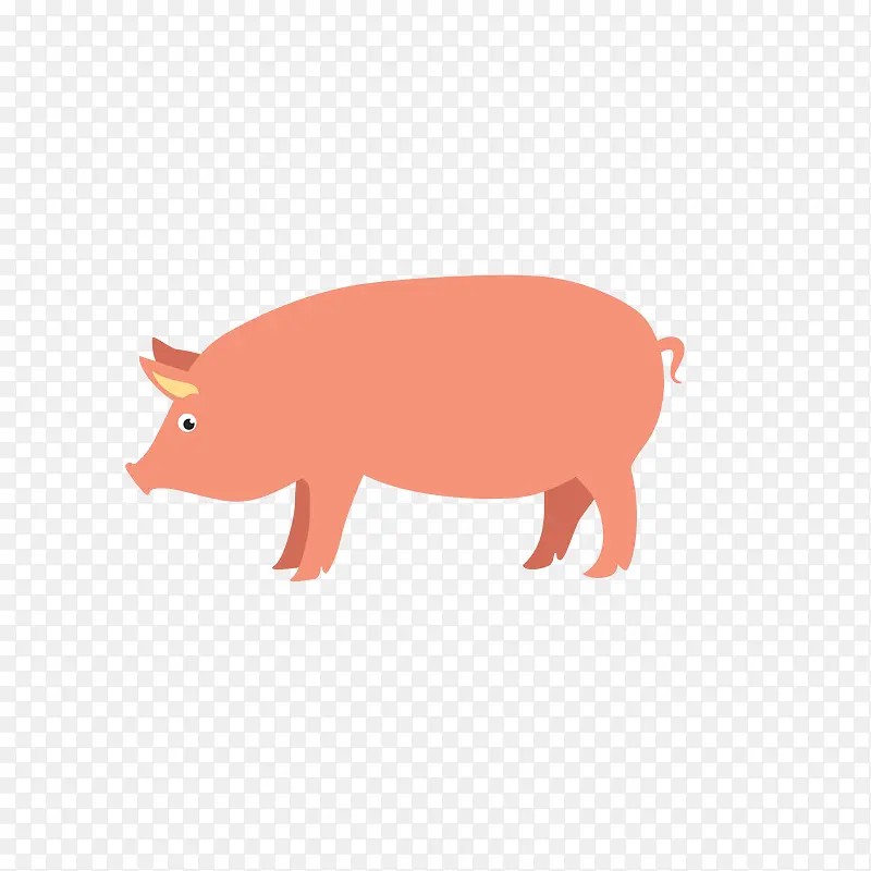 卡通扁平化小猪免抠素材