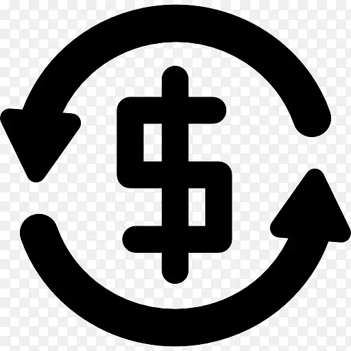 美元的货币符号的箭头逆时针圈图标