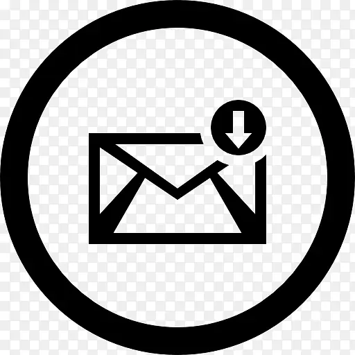 下载电子邮件的圆形按钮图标