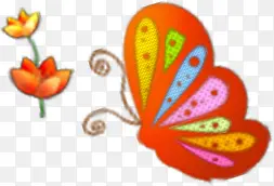 彩色卡通手绘花朵蝴蝶