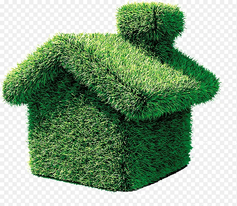 绿色小草植物房子