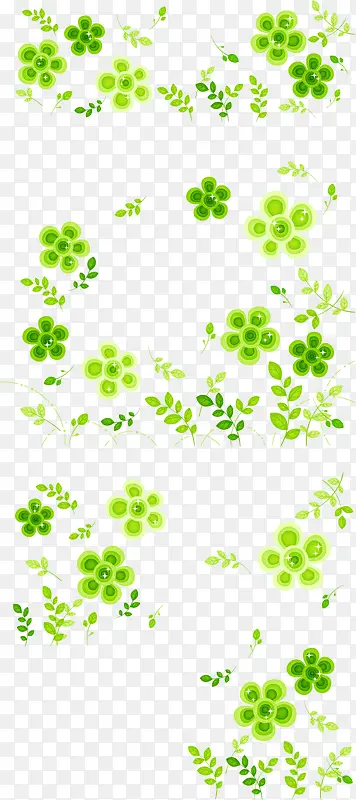 绿色树叶手绘矢量花纹装饰素材
