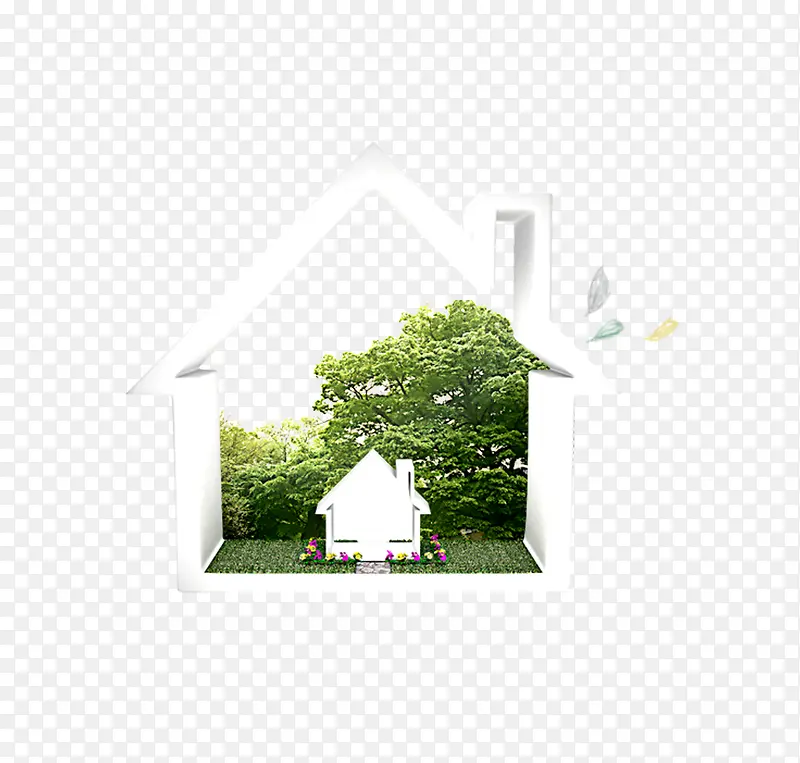 白色镂空房子带草坪