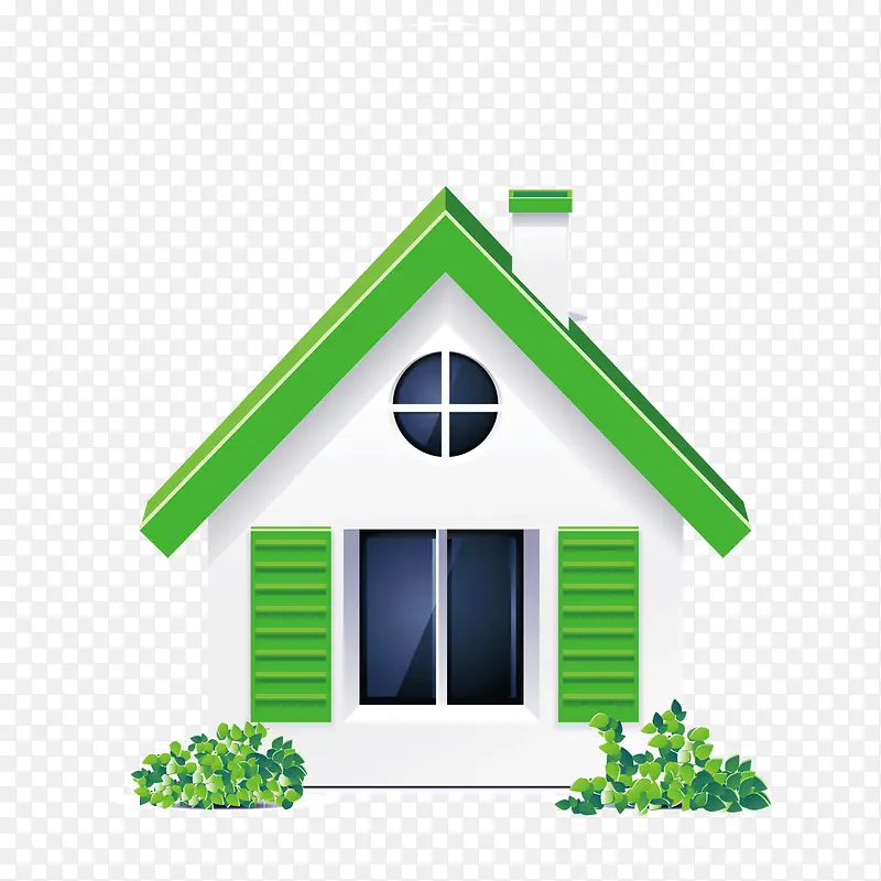 矢量绿色小房子模型青草